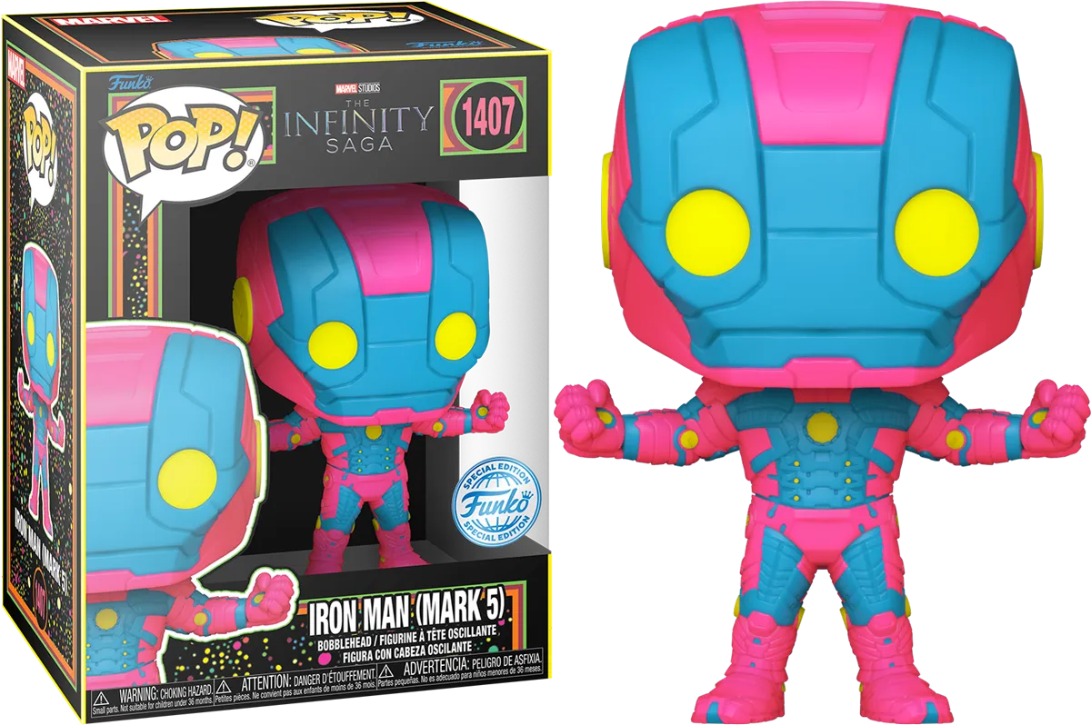 FUN82378 Marvel Comics - Iron Man MkV (Infinity Saga) US Exclusive Black Light Pop! Vinyl [RS] - Funko - Titan Pop Culture