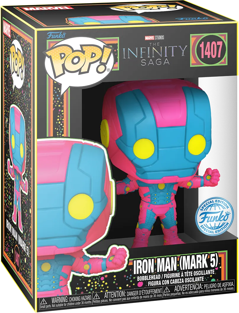 FUN82378 Marvel Comics - Iron Man MkV (Infinity Saga) US Exclusive Black Light Pop! Vinyl [RS] - Funko - Titan Pop Culture