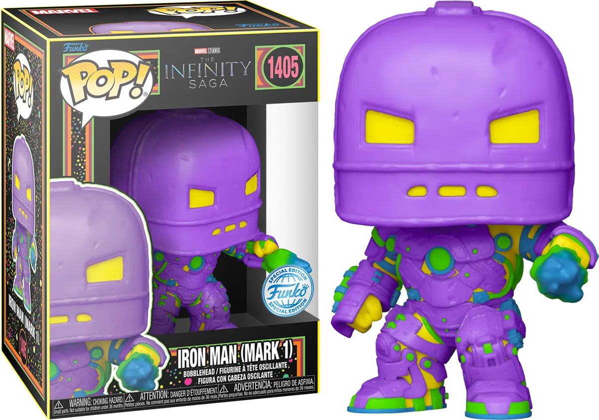 FUN82379 Marvel Comics - Iron Man MkI (Infinity Saga) US Exclusive Black Light Pop! Vinyl [RS] - Funko - Titan Pop Culture