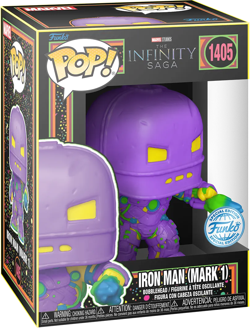 FUN82379 Marvel Comics - Iron Man MkI (Infinity Saga) US Exclusive Black Light Pop! Vinyl [RS] - Funko - Titan Pop Culture