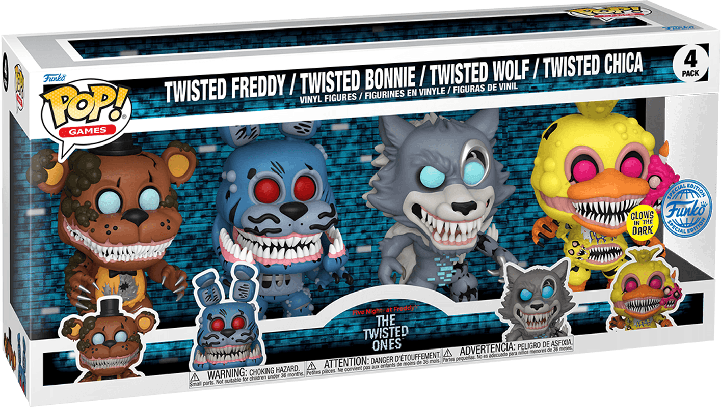 FUN82507 Five Nights at Freddy's - The Twisted Ones Glow-in-the-Dark Pop! Vinyl 4-Pack [RS] - Funko - Titan Pop Culture