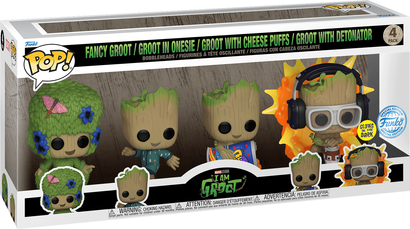 FUN82508 I Am Groot - I Am Groot US Exclusive Glow Pop! Vinyl 4-Pack [RS] - Funko - Titan Pop Culture