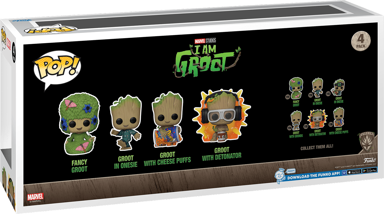 FUN82508 I Am Groot - I Am Groot US Exclusive Glow Pop! Vinyl 4-Pack [RS] - Funko - Titan Pop Culture