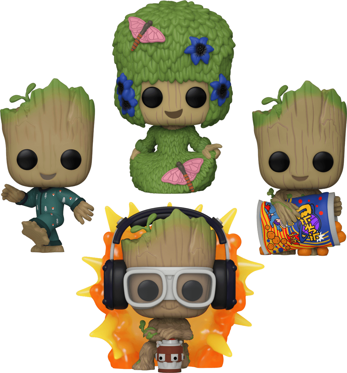 FUN82508 I Am Groot - I Am Groot US Exclusive Glow Pop! Vinyl 4-Pack [RS] - Funko - Titan Pop Culture