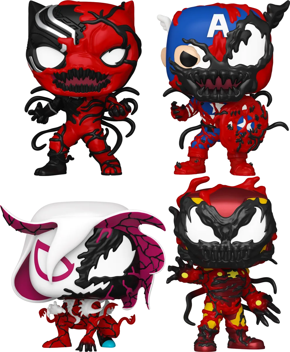 FUN82643 + FUN82644 + FUN82645 + FUN82646 Marvel - Symbiote Carnage Pop! Vinyl Bundle (Set of 4) - Funko - Titan Pop Culture