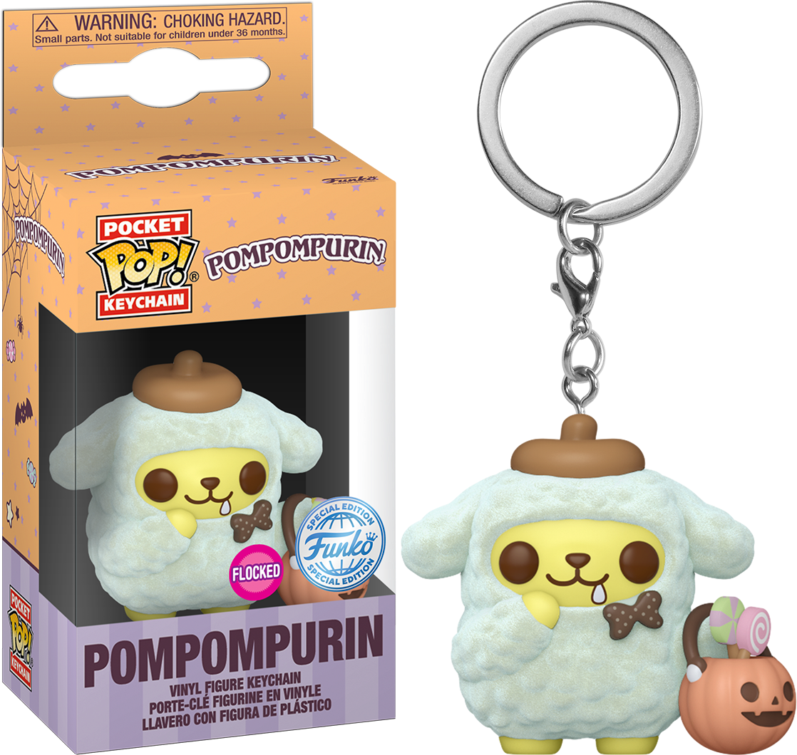 Sanrio - Pompompurin (Halloween) US Exclusive Flocked Pop! Keychain [RS]