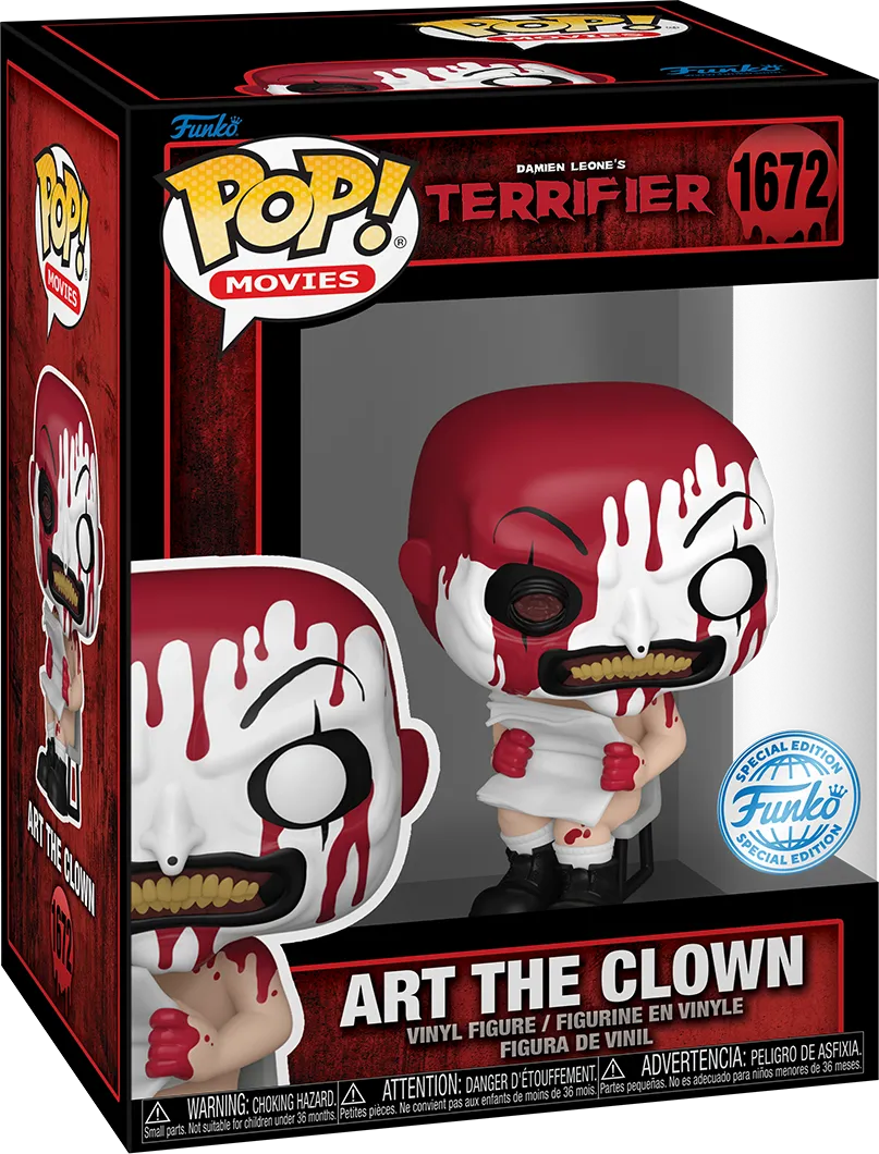 FUN82851 Terrifier - Art the Clown Sitting (Bloody) US Exclusive Pop! Vinyl [RS] - Funko TBA - Titan Pop Culture