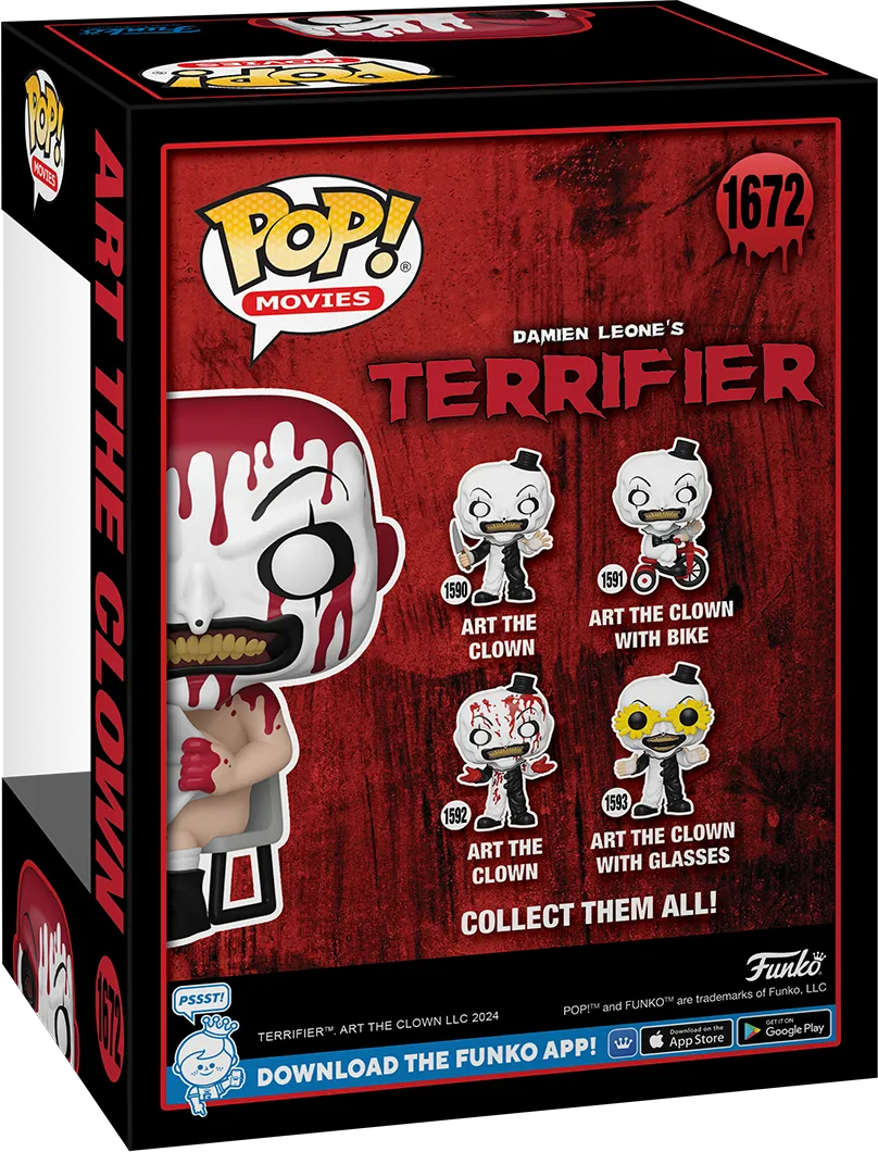 FUN82851 Terrifier - Art the Clown Sitting (Bloody) US Exclusive Pop! Vinyl [RS] - Funko TBA - Titan Pop Culture