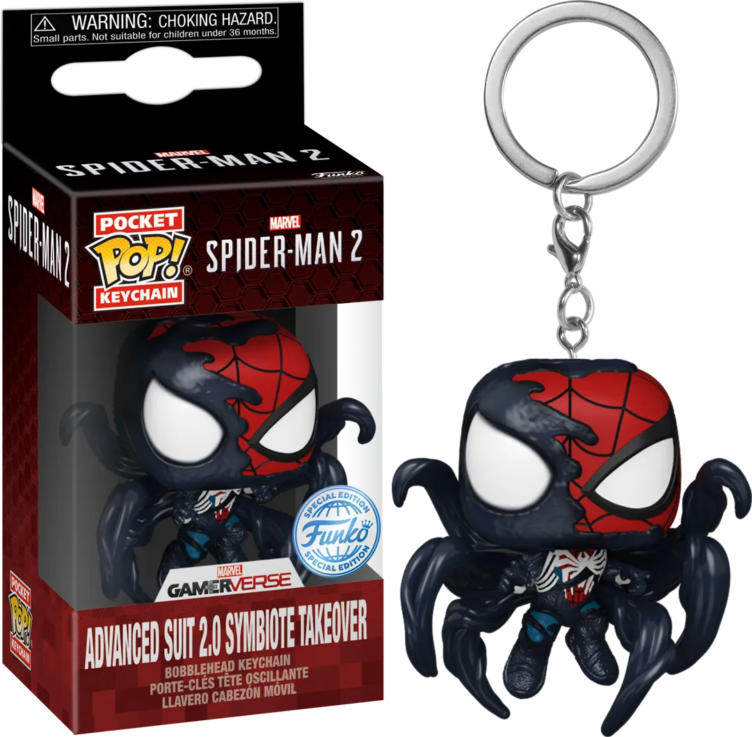 FUN82878 Spiderman 2 (VG 2023) - Advanced Suit 2.0 (Symbiote Takeover) US Exclusive Pop! Keychain [RS] - Funko - Titan Pop Culture