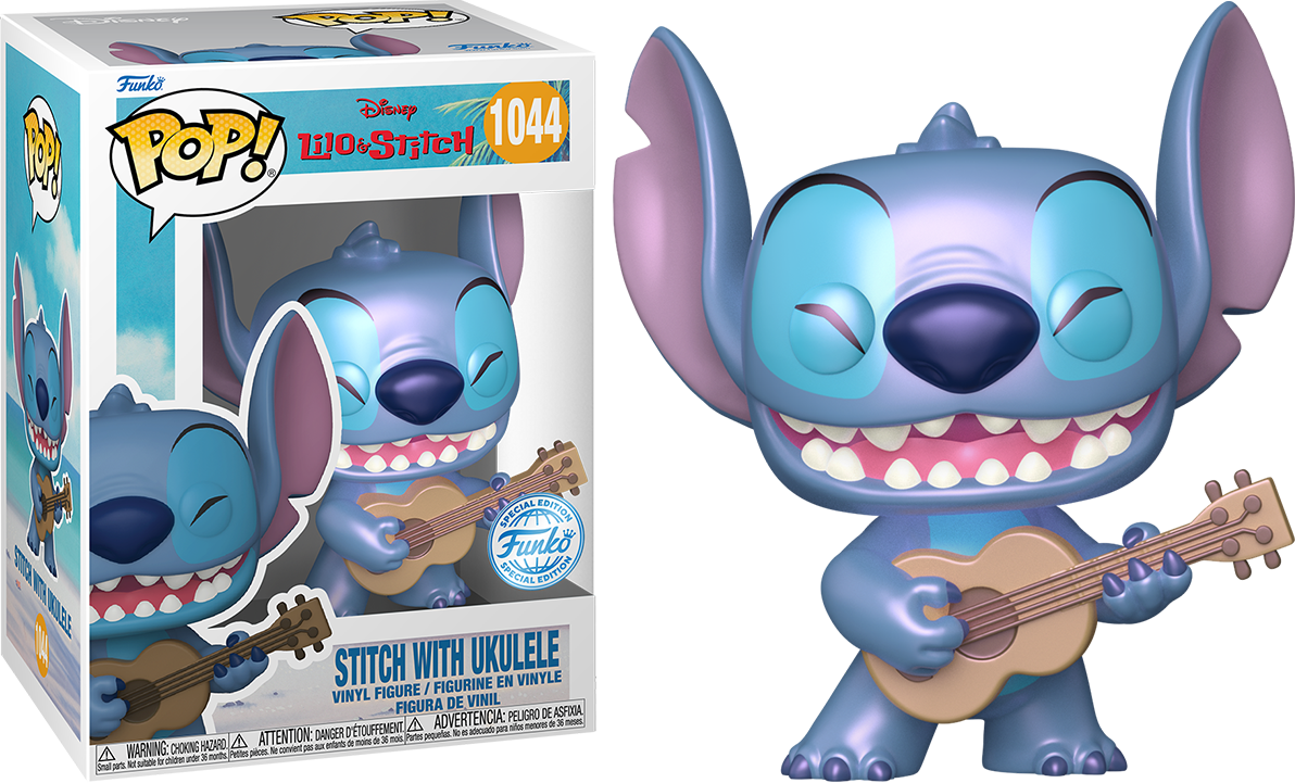 FUN82880 Lilo & Stitch - Stitch with Ukulele US Exclusive Pearlescent Pop! Vinyl [RS] - Funko - Titan Pop Culture