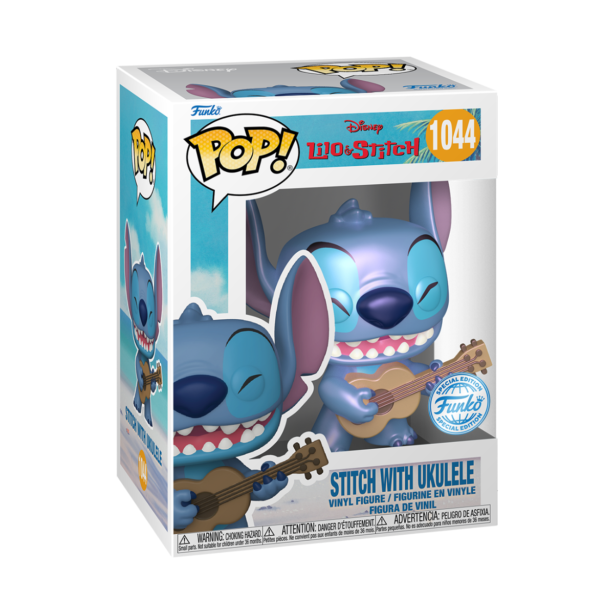 FUN82880 Lilo & Stitch - Stitch with Ukulele US Exclusive Pearlescent Pop! Vinyl [RS] - Funko - Titan Pop Culture