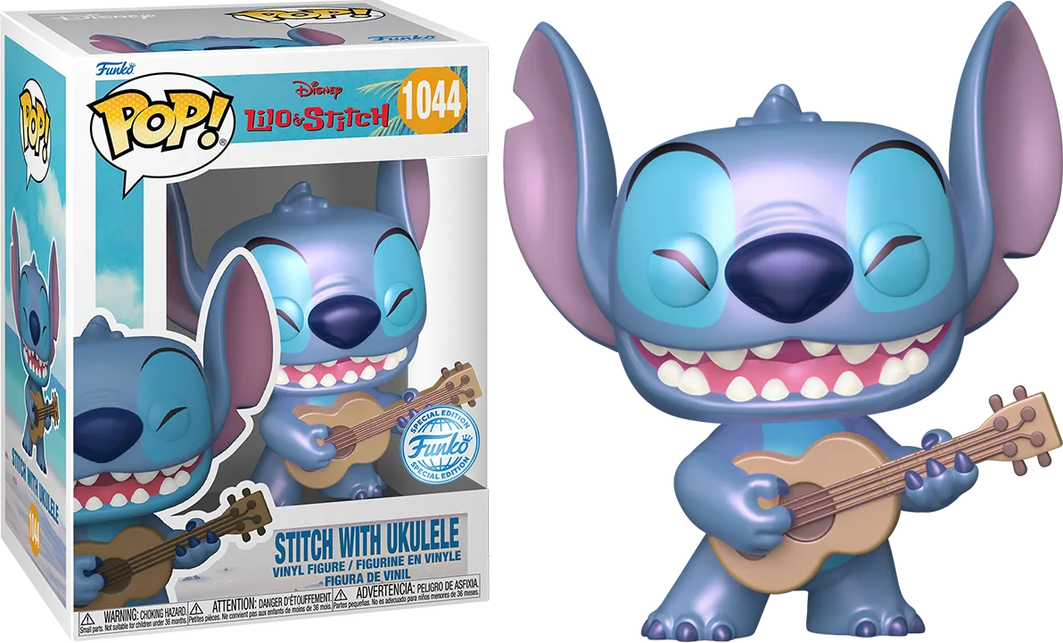 FUN82880 Lilo & Stitch - Stitch with Ukulele US Exclusive Pearlescent Pop! Vinyl [RS] - Funko - Titan Pop Culture