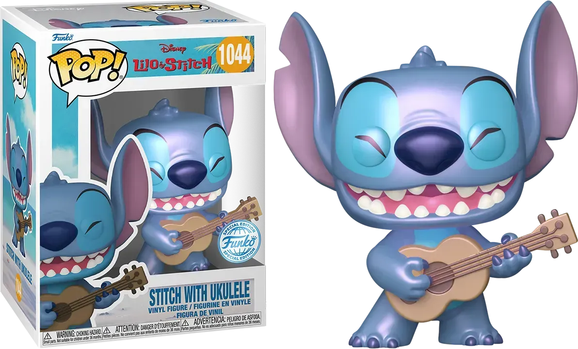 FUN82880 Lilo & Stitch - Stitch with Ukulele US Exclusive Pearlescent Pop! Vinyl [RS] - Funko - Titan Pop Culture