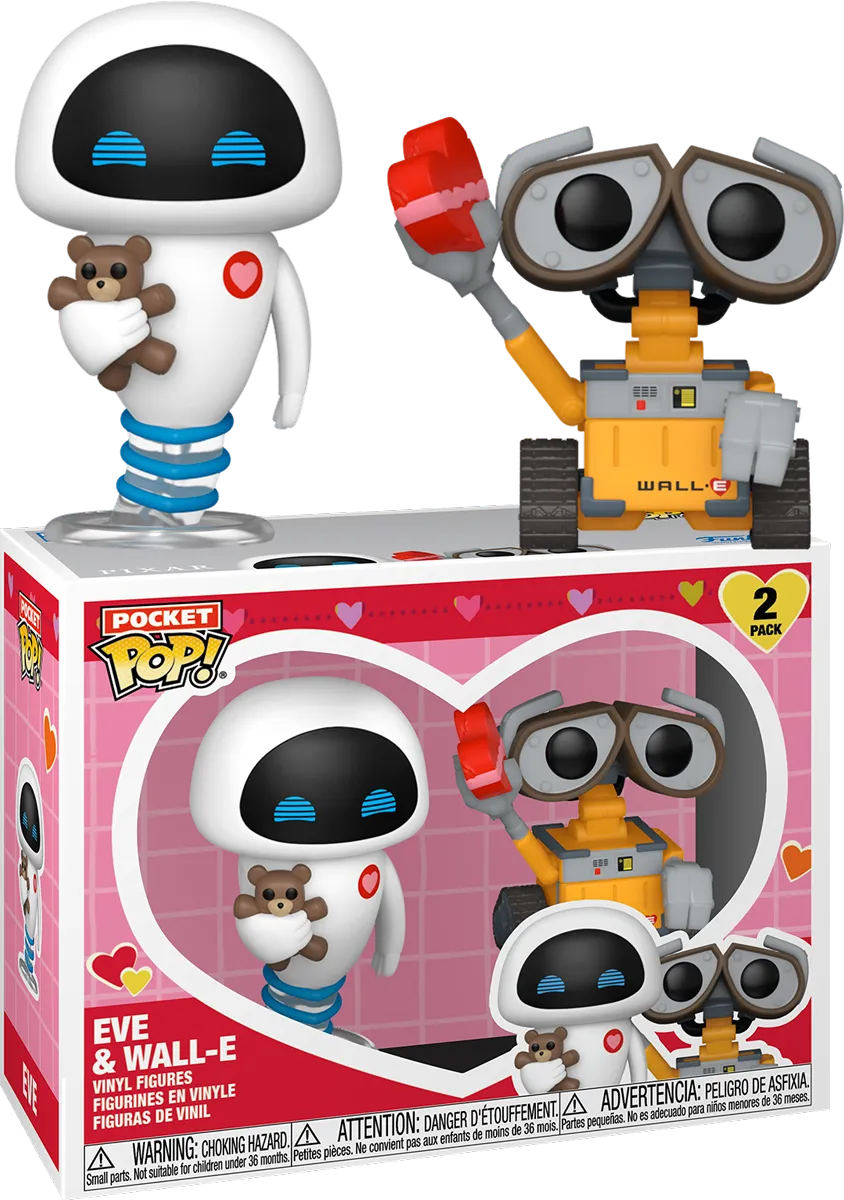 FUN83093 Wall-E - Eve & Wall-E Valentines Pocket Pop! 2-Pack - Funko - Titan Pop Culture