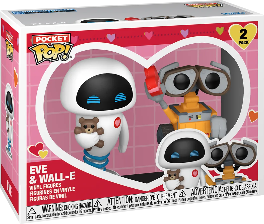 FUN83093 Wall-E - Eve & Wall-E Valentines Pocket Pop! 2-Pack - Funko - Titan Pop Culture