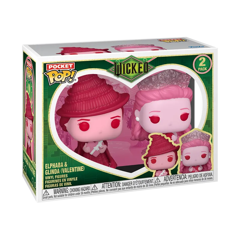 FUN83097 Wicked (2024) - Elphaba & Glinda Valentines Pocket Pop! 2-Pack - Funko - Titan Pop Culture