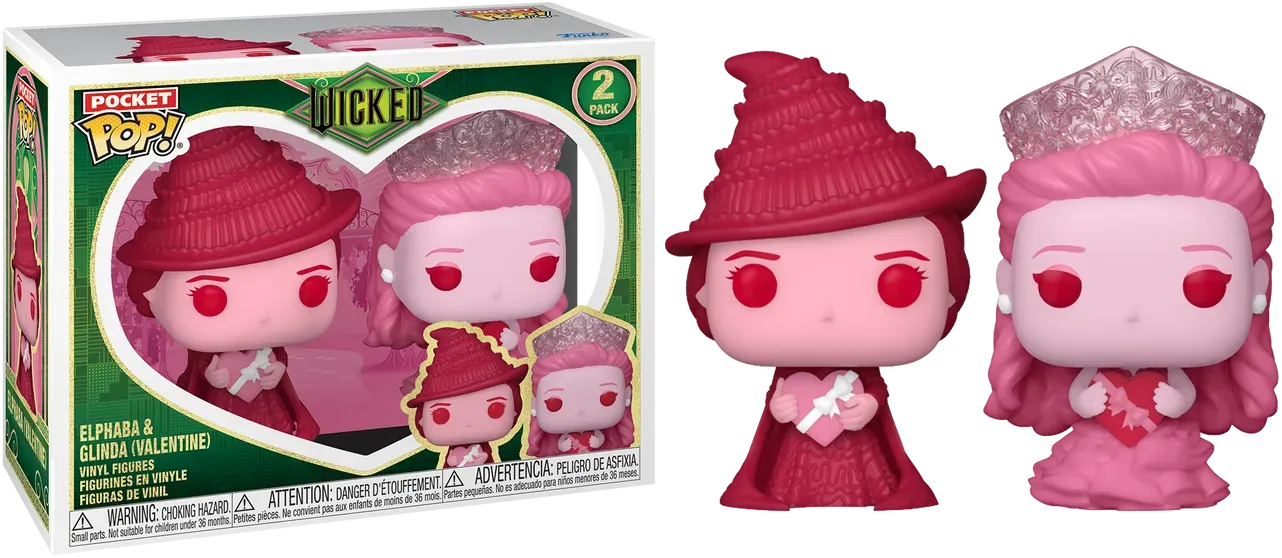 FUN83097 Wicked (2024) - Elphaba & Glinda Valentines Pocket Pop! 2-Pack - Funko - Titan Pop Culture