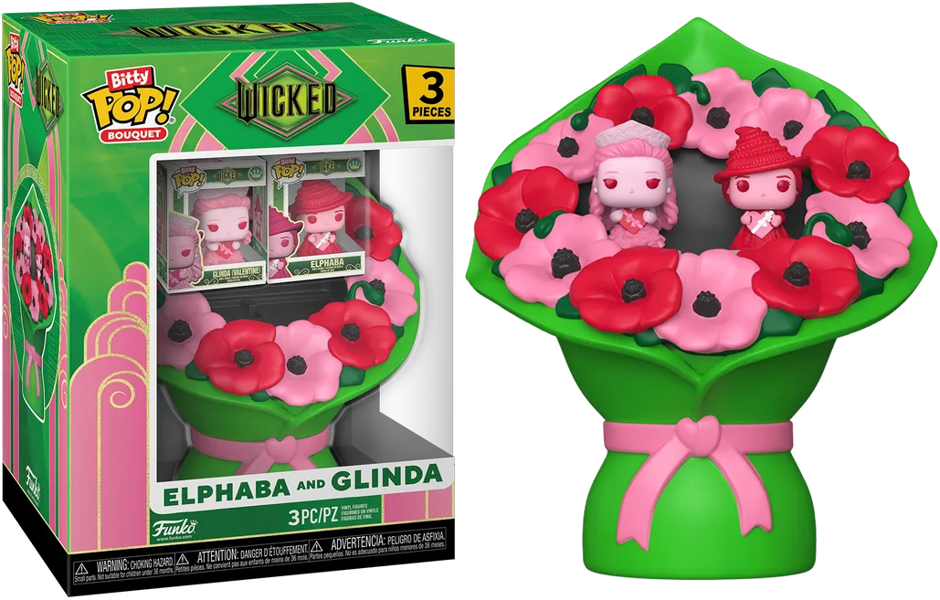 FUN83100 Wicked (2024) - Elphaba & Glinda Valentines Bitty Pop! Bouquet 2-Pack - Funko - Titan Pop Culture