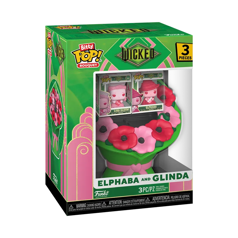 FUN83100 Wicked (2024) - Elphaba & Glinda Valentines Bitty Pop! Bouquet 2-Pack - Funko - Titan Pop Culture