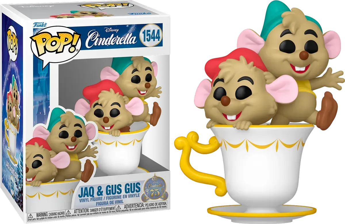 FUN83458 Cinderella (1950): 75th Anniversary - Jaq & Gus Gus in Cup Pop! Vinyl - Funko - Titan Pop Culture