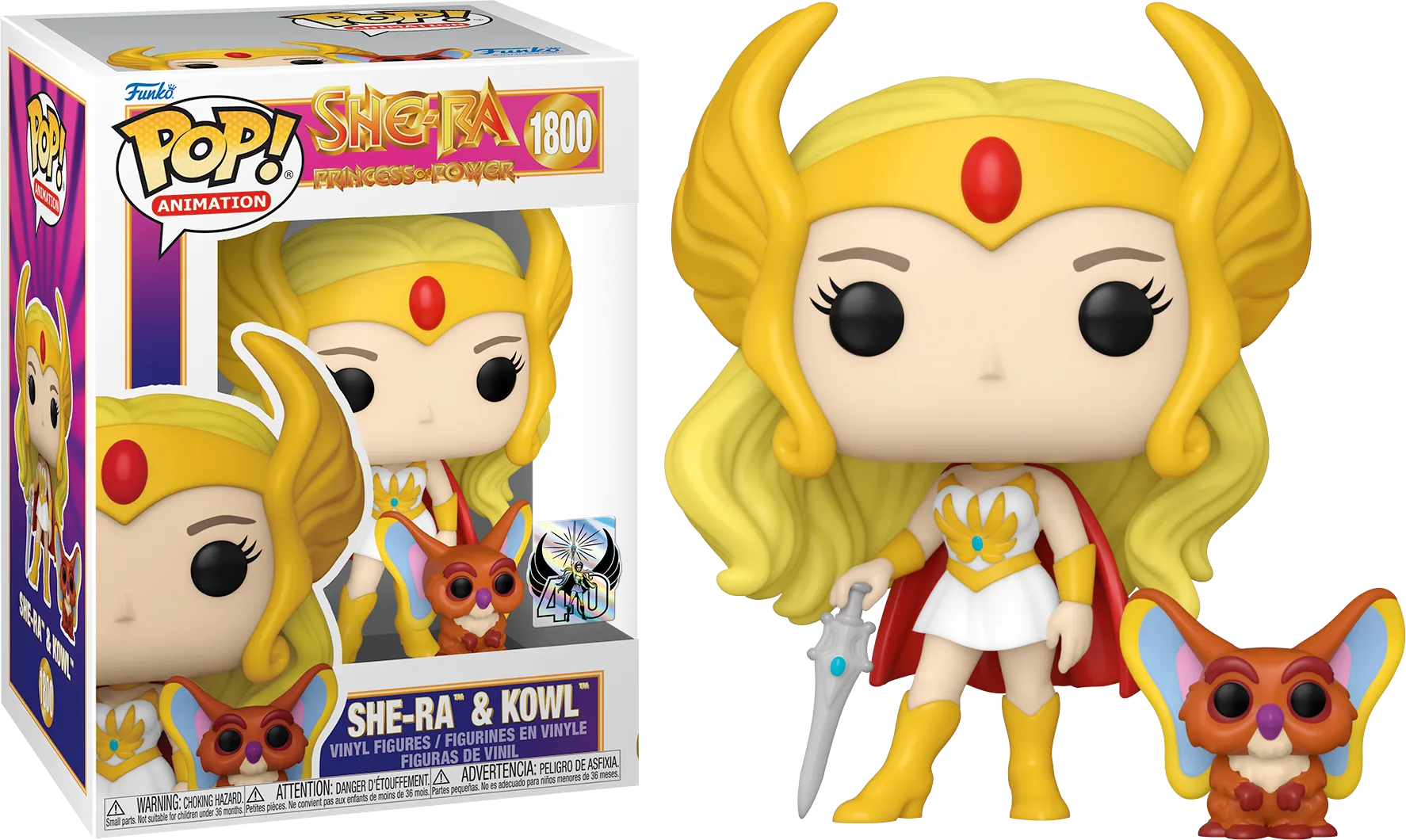 FUN83499 She-Ra: 40th Anniversary - She-Ra with Kowl Pop! Vinyl - Funko - Titan Pop Culture