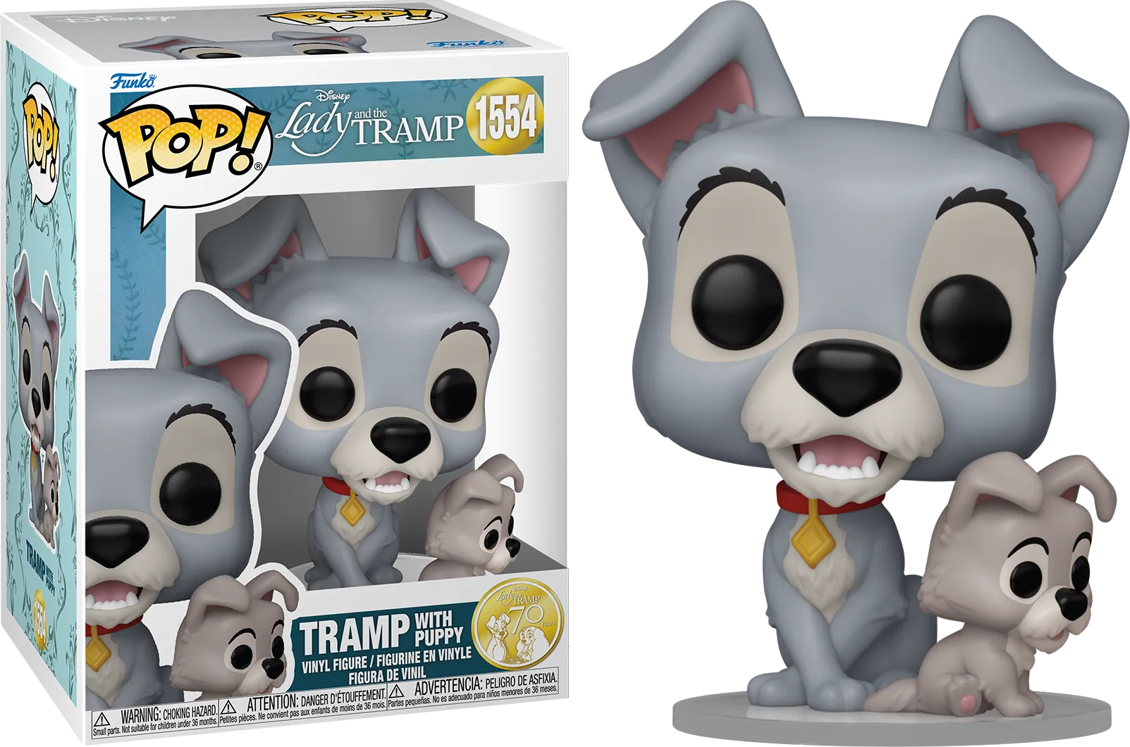 FUN83569 Lady & The Tramp: 70th Anniversary - Tramp with Puppy Pop! Vinyl - Funko - Titan Pop Culture