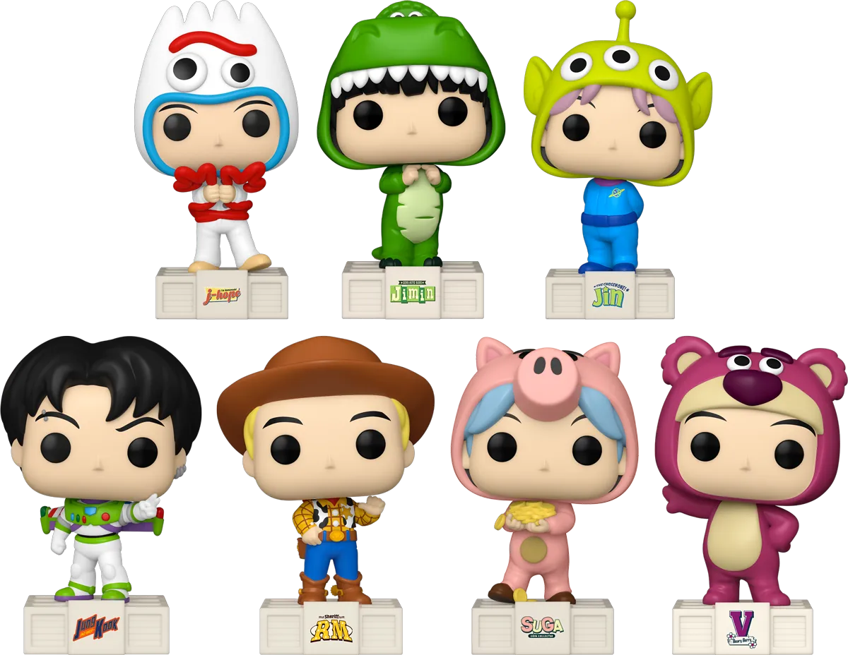 FUN84290 + FUN84291 + FUN84292 + FUN84293 + FUN84294 + FUN84295 + FUN84296 Toy Story x TinyTAN: BTS - Toy With This Pop! Vinyl Bundle (Set of 7) - Funko - Titan Pop Culture