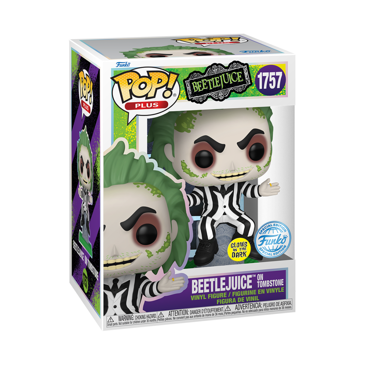 FUN84453 Beetlejuice - Beetlejuice on Tombstone Glow US Exclusive Pop! Plus Vinyl [RS] - Funko - Titan Pop Culture