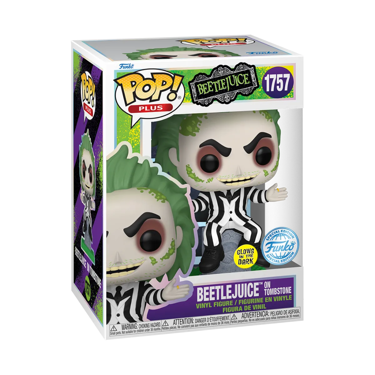 FUN84453 Beetlejuice - Beetlejuice on Tombstone Glow US Exclusive Pop! Plus Vinyl [RS] - Funko - Titan Pop Culture