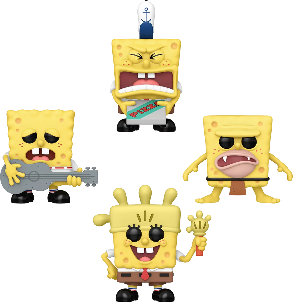 FUN84464 Spongebob Squarepants - Spongebob Squarepants Glow in the Dark Pop! Vinyl 4-Pack [RS] - Funko - Titan Pop Culture