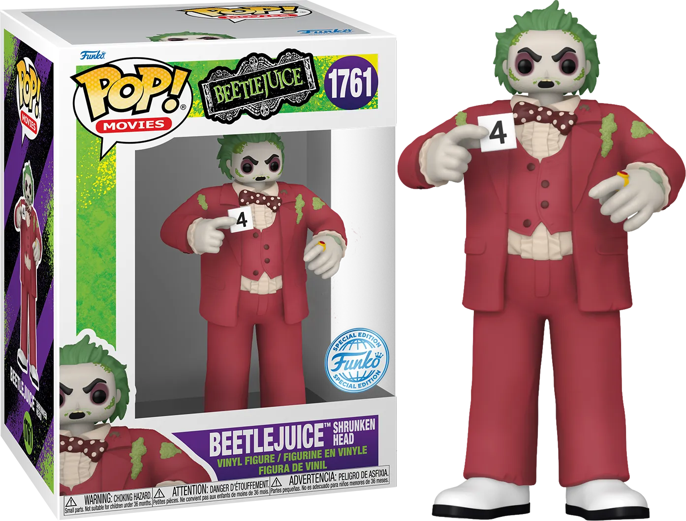 FUN84862 Beetlejuice - Beetlejuice (Shrunken Head) US Exclusive Pop! Vinyl [RS] - Funko - Titan Pop Culture