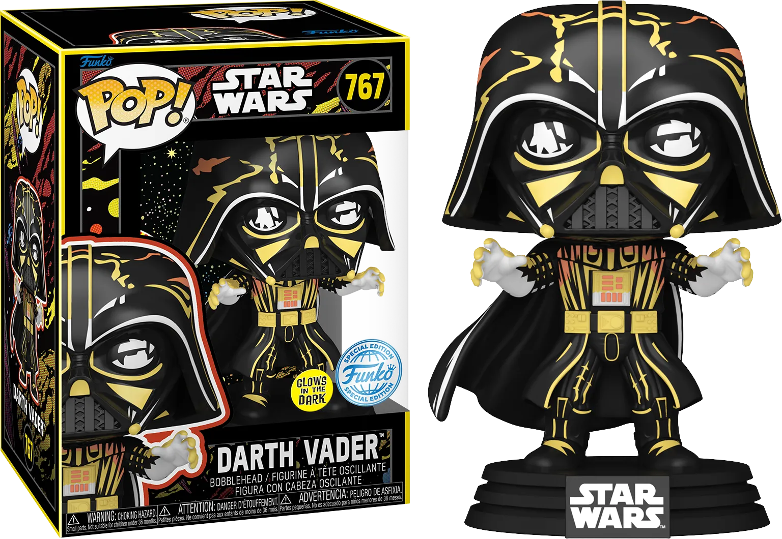 FUN84982 Star Wars - Darth Vader Retro US Exclusive Glow Pop! Vinyl [RS] - Funko - Titan Pop Culture