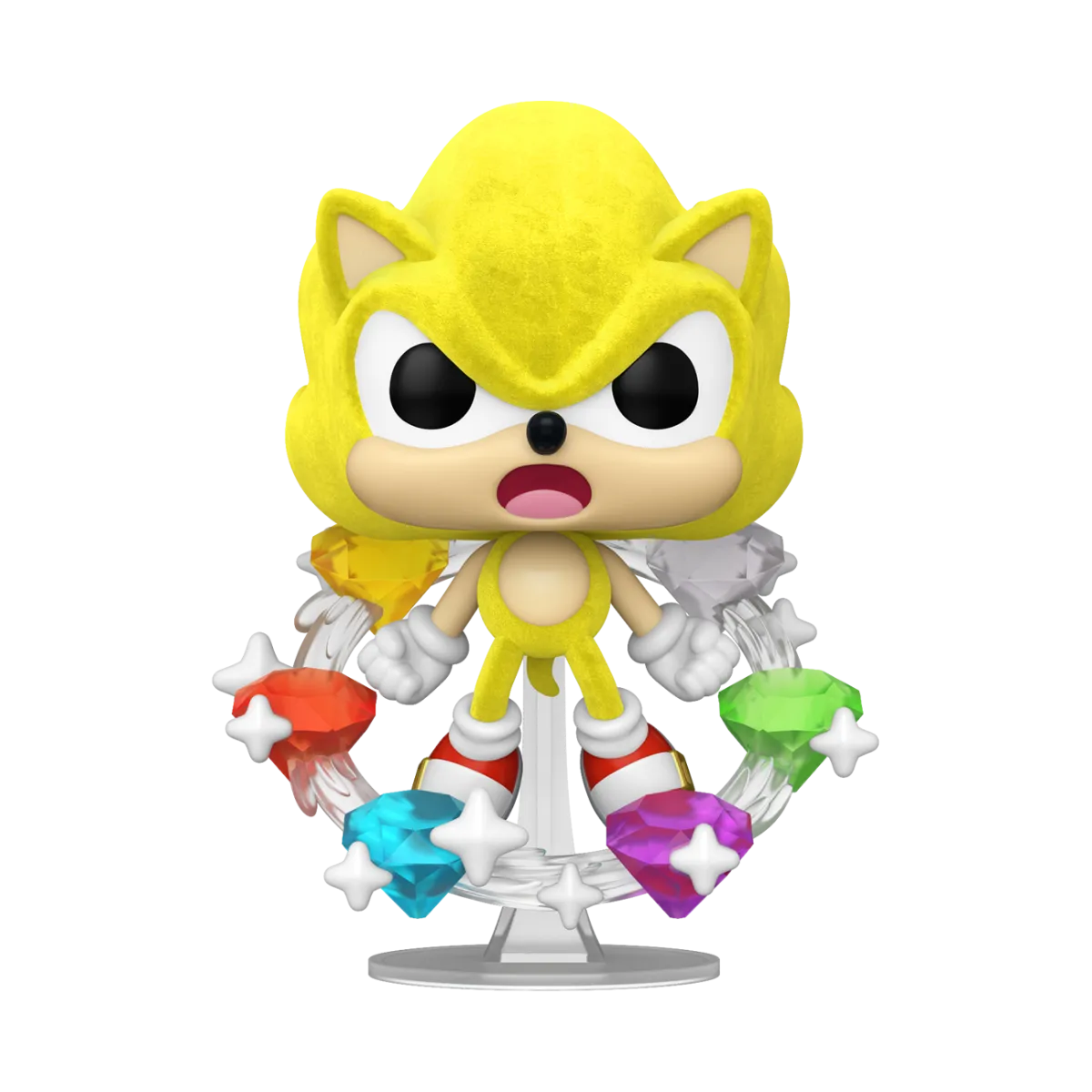 FUN85015 Sonic the Hedgehog - Super Sonic with Emeralds Flocked US Exclusive Pop! Plus Vinyl [RS] - Funko - Titan Pop Culture