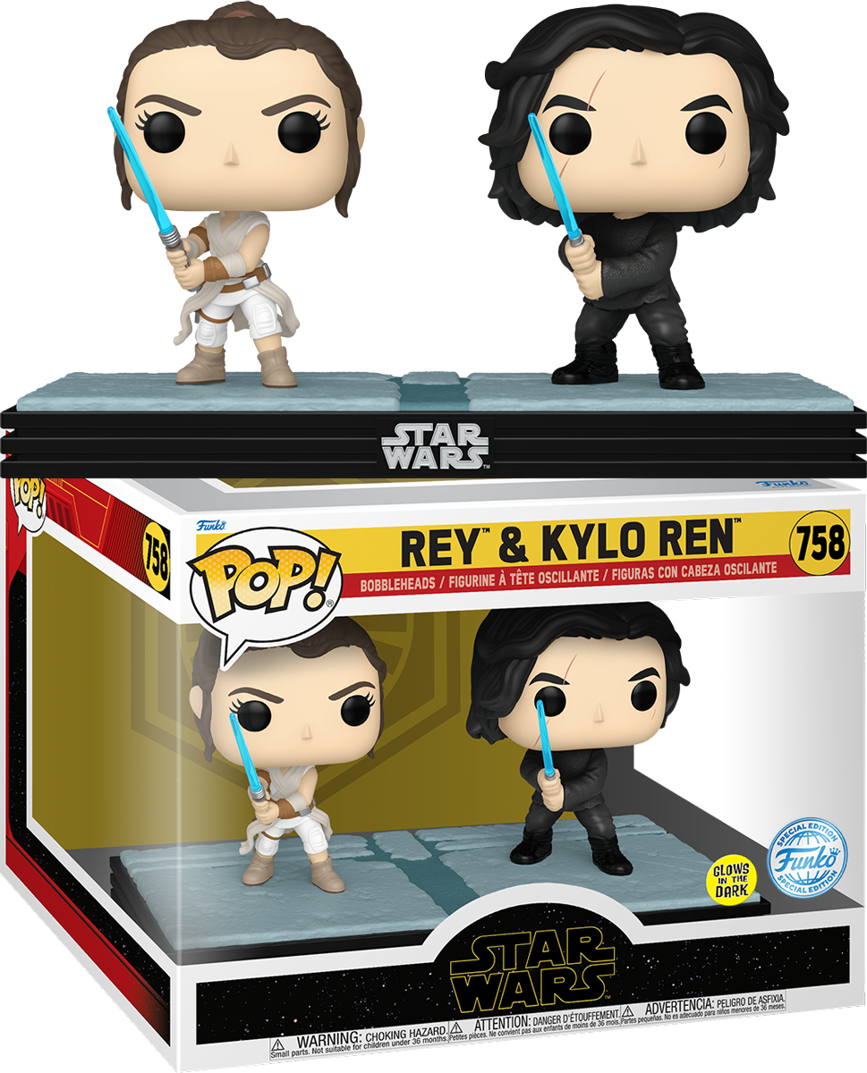 FUN85182 Star Wars - Rey & Kylo Ren US Exclusive Glow Pop! Moment [RS] - Funko - Titan Pop Culture