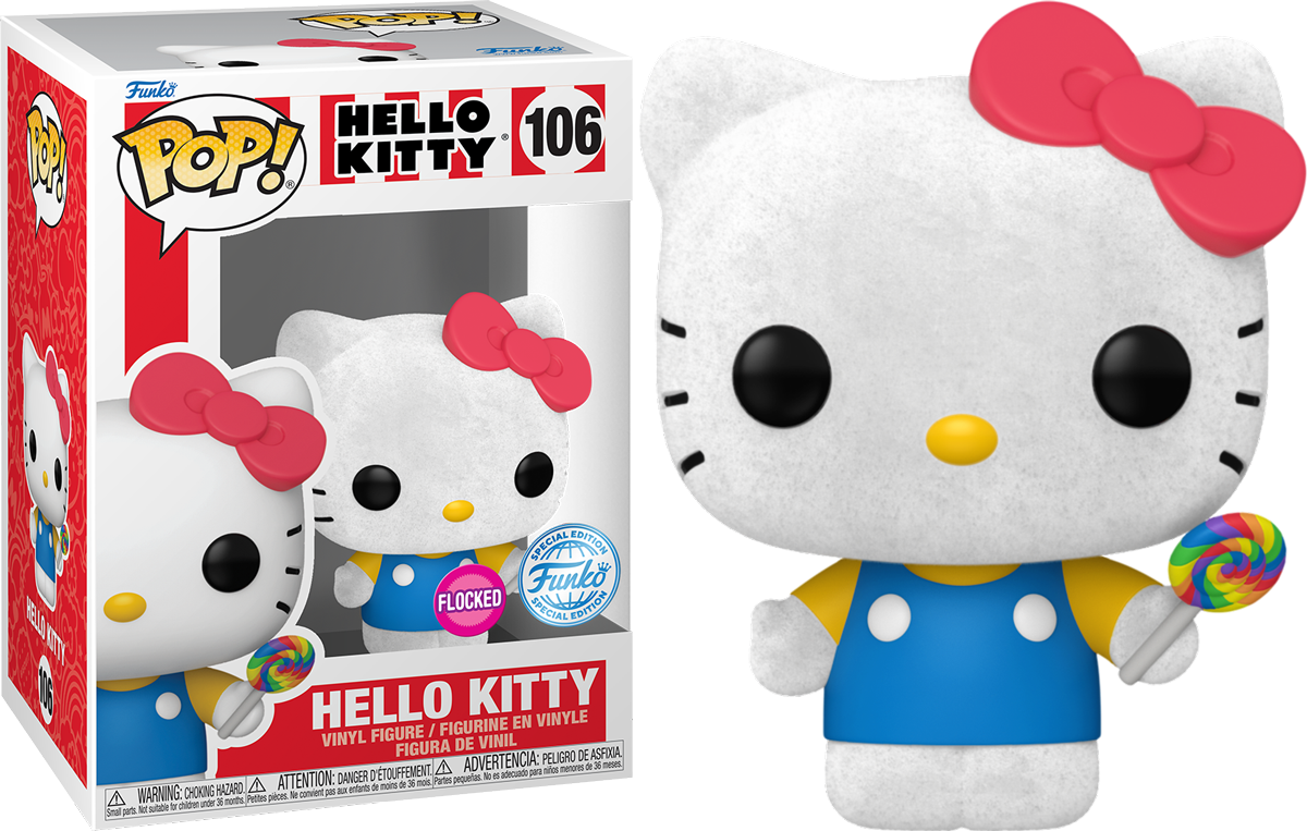 FUN87170 Hello Kitty - Hello Kitty (with Lollipop) US Exclusive Flocked Pop! Vinyl [RS] - Funko - Titan Pop Culture