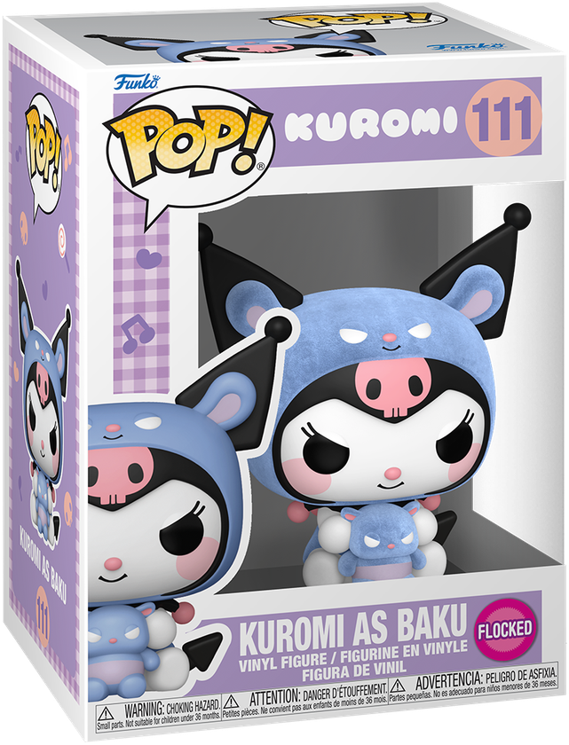 Hello Kitty - Kuromi as Baku Flocked Pop! Vinyl