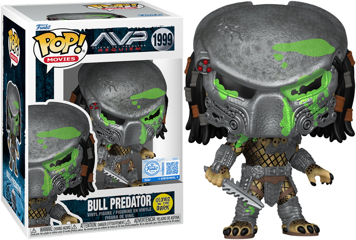 Alien Vs Predator: Requiem - Bull Predator (Battle Damaged) US Exclusive Glow Pop! Vinyl [RS]