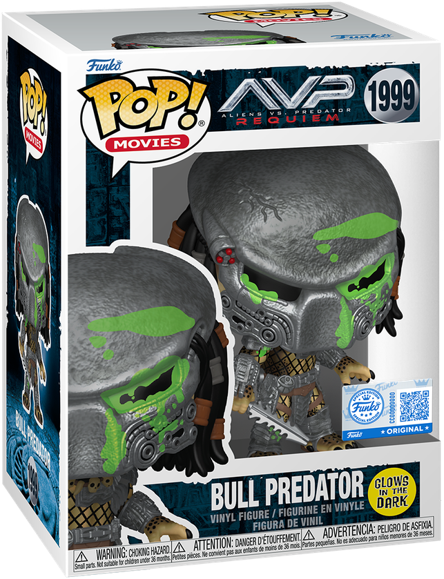 Alien Vs Predator: Requiem - Bull Predator (Battle Damaged) US Exclusive Glow Pop! Vinyl [RS]