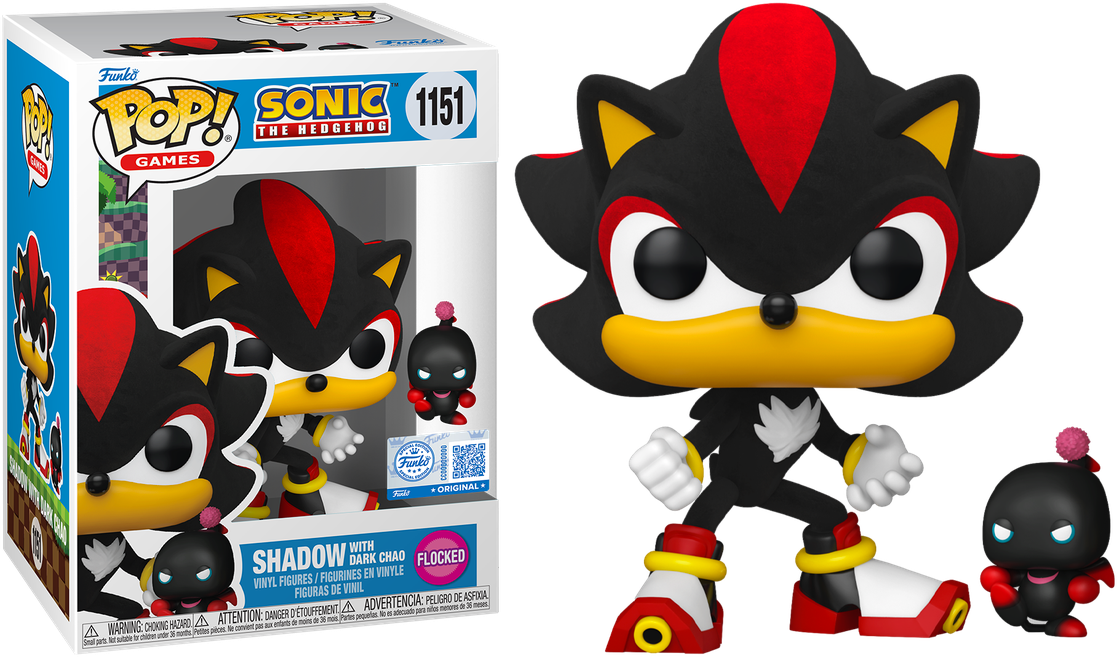 Sonic the Hedgehog - Shadow with Dark Chao US Exclusive Flocked Pop! Vinyl [RS]