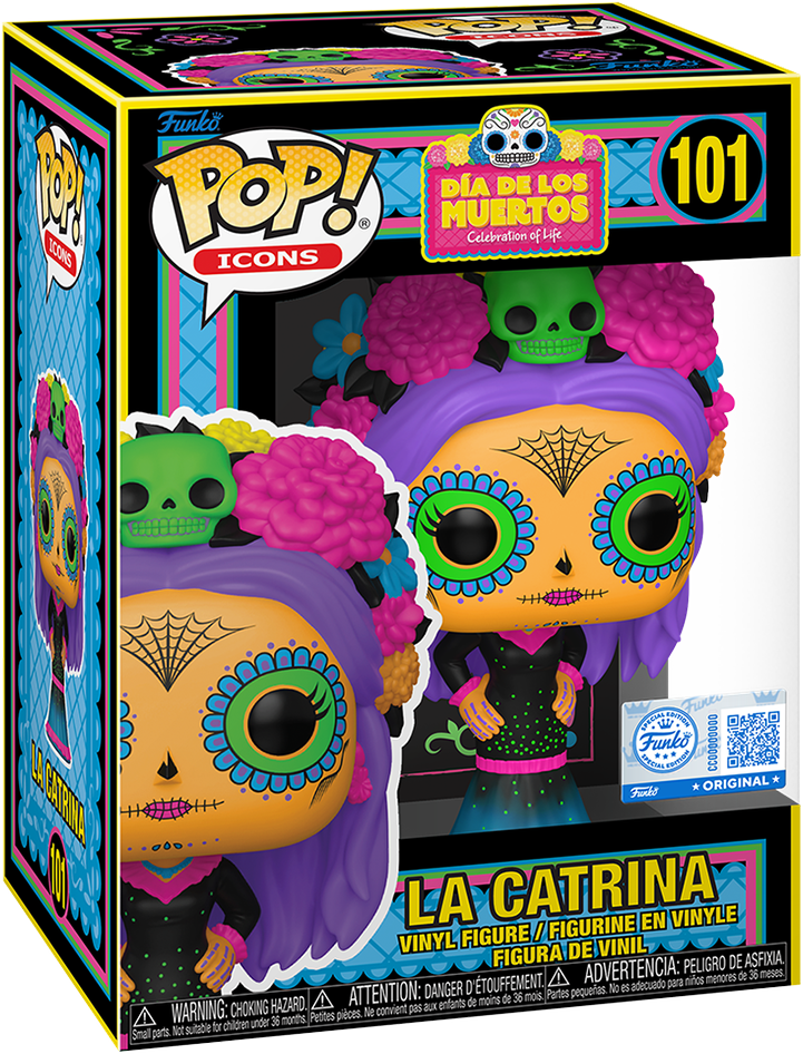 Dia de Los Muertos – La Catrina (Azul) Exclusive Blacklight Pop! Vinyl [RS]