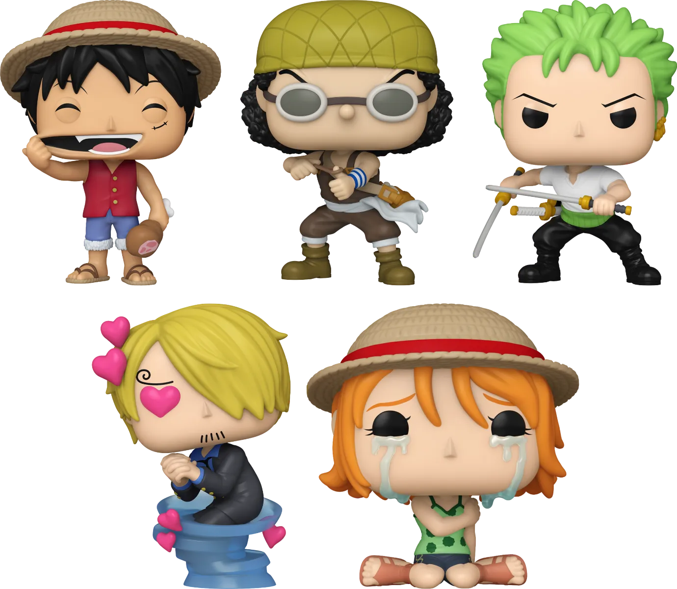 FUN80365 + FUN80366 + FUN80367 + FUN80368 + FUN80369 One Piece - The Straw Hat Pirates (with chase) Pop! Vinyl Bundle (Set of 5) - Funko - Titan Pop Culture