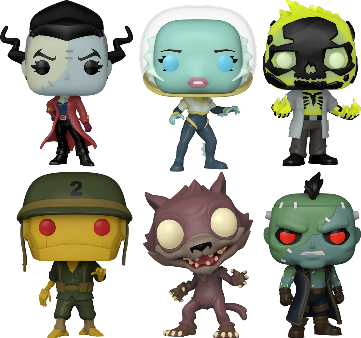 FUN81030 + FUN81031 + FUN81032 + FUN81033 + FUN81034 + FUN83055 DC: Creature Commandos - Task Force M Pop! Vinyl Bundle (Set of 6) - Funko - Titan Pop Culture