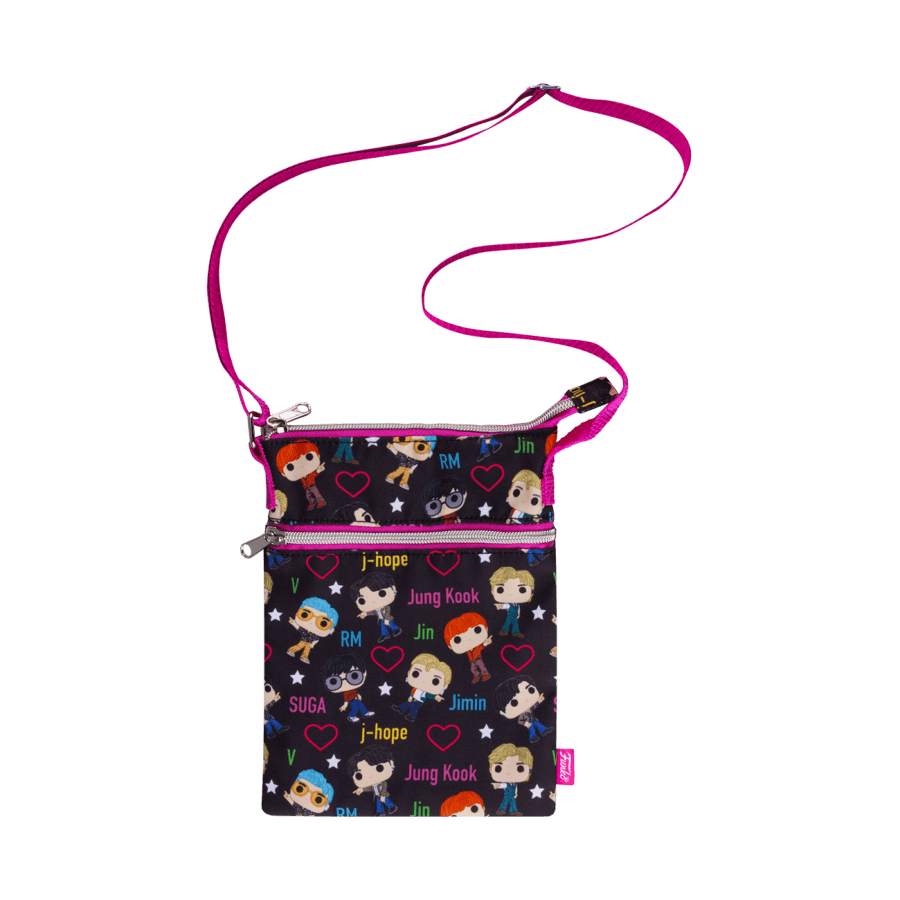 FUNBTSTB0001 BTS - Band with Hearts Print Crossbody Passport Bag - Loungefly - Titan Pop Culture