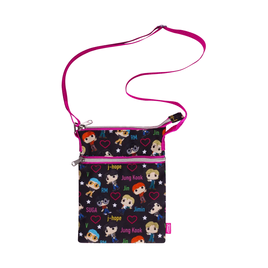 FUNBTSTB0001 BTS - Band with Hearts Print Crossbody Passport Bag - Loungefly - Titan Pop Culture