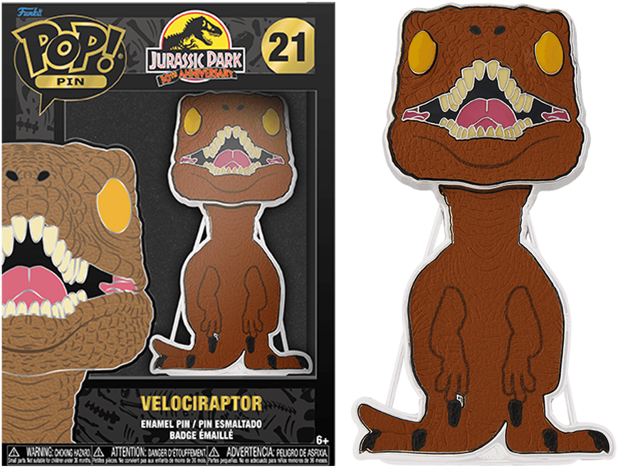 FUNJPPP0008 Jurassic Park - Raptor (with chase) 4" Enamel Pop! Pin - Funko - Titan Pop Culture