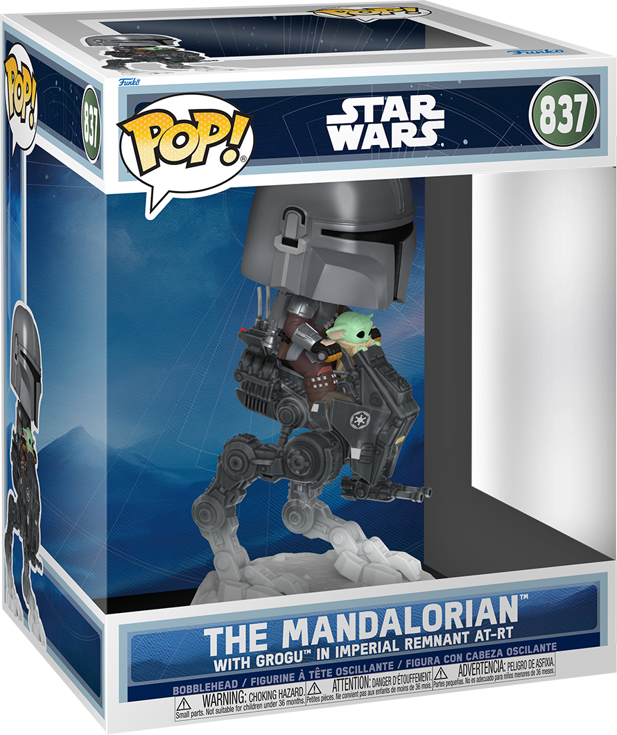 El Mandaloriano y Grogu (2026) - El Mandaloriano con Grogu en la atracción AT-RT Pop! de Imperial Remnant