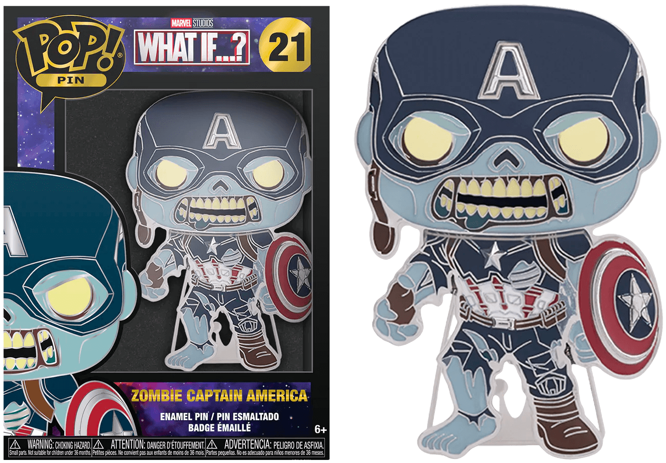 FUNMVPP0059 What If - Zombie Captain America 4" Pop! Enamel Pin - Funko - Titan Pop Culture