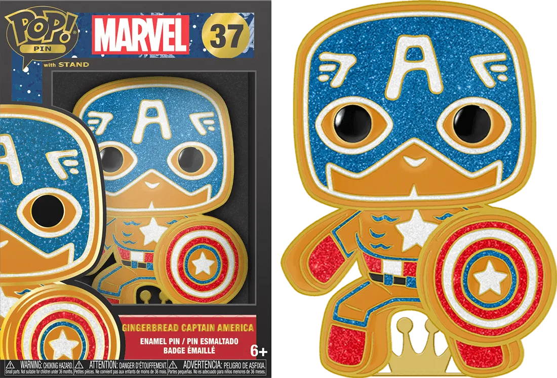 FUNMVPP0101 Marvel Comics - Captain America Gingerbread Enamel Pop! Pin - Funko - Titan Pop Culture