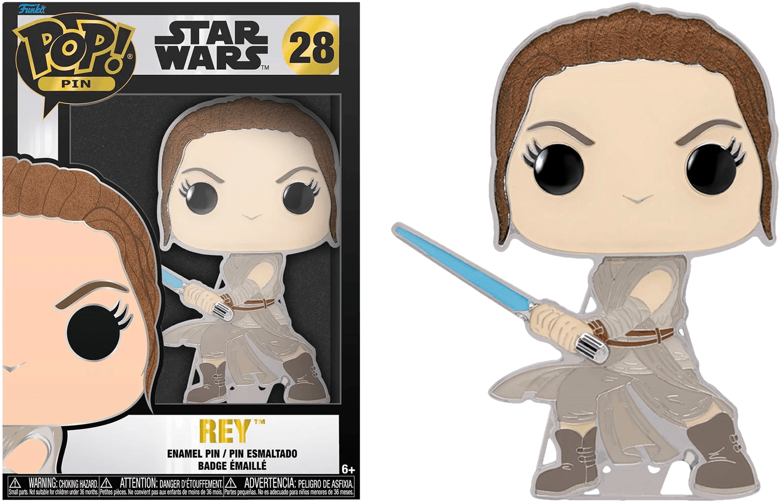 FUNSTPP0063 Star Wars - Rey 4" Pop! Enamel Pin - Funko - Titan Pop Culture