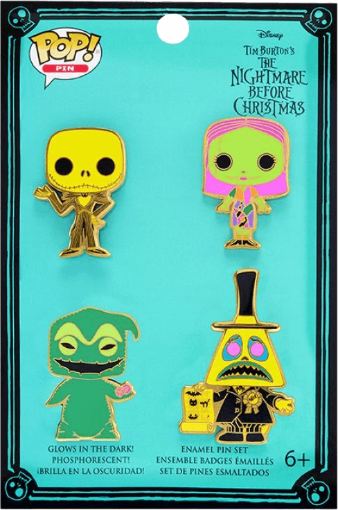 FUNWDPN2764 The Nightmare Before Christmas - Blacklight Enamel Pin Set 4-Pack - Loungefly - Titan Pop Culture